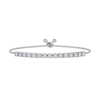 Brilliant Love Sterling Silver 1/2 Carat T.W. Lab-Grown Diamond Adjustable Bolo Bracelet