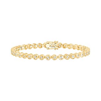 Brilliant Love Sterling Silver 1 Carat T.W. Lab-Grown Diamond Bezel-Set Tennis Bracelet