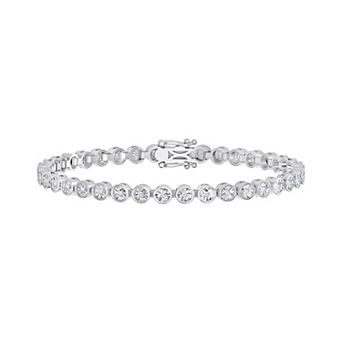 Brilliant Love Sterling Silver 1 Carat T.W. Lab-Grown Diamond Bezel-Set Tennis Bracelet