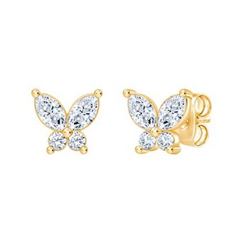Brilliant Love 14k Gold Over Sterling Silver 1/2 Carat T.W. Marquise Lab-Grown Diamond Butterfly Earrings