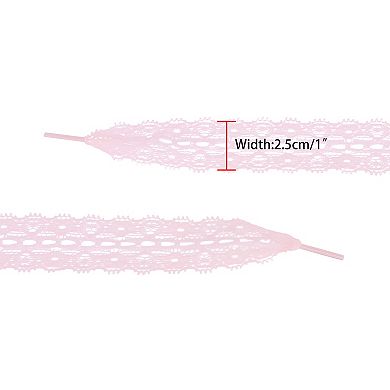 Women's Hollow Flower 2.5cm Width Flat Embroidered Laces Shoelace 2 Pairs 23.62"