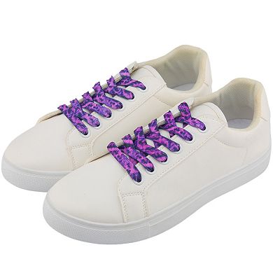 2 Pairs Flame Pattern Flat Shoelaces for Sneakers Low-top Shoes 47.2"