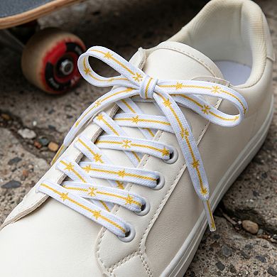 1 Pair Flat Star Pattern Printed Shoelaces for Sneakers Boots Sport Shoes 47.2"