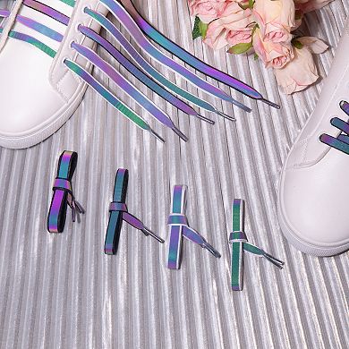 2 Pairs Unisex Reflective Stylish Laser Shoelaces Strings for Sneakers 47.24"