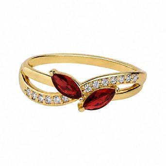 Belinda Jewelz 18k Gold Plated Vermeil Double Marquise Birthstone Crossover Ring