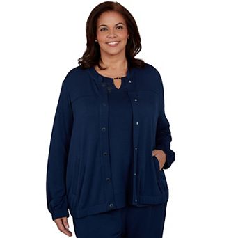 Plus Size Alfred Dunner Good-To-Go Relaxed Snap Bomber Jacket