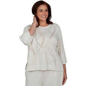 Plus Size Alfred Dunner Good To Go Studded Swirls Knit Top
