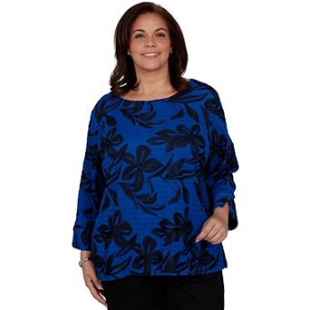 Plus Size Alfred Dunner Allover Floral Textured Knit Top