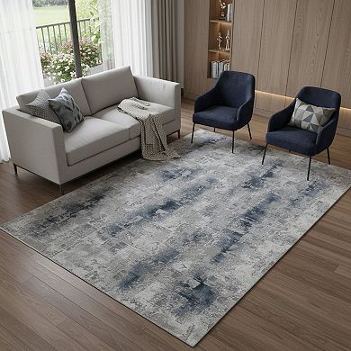 HomeRoots Rectangle Abstract Plush Acrylic Area Rug