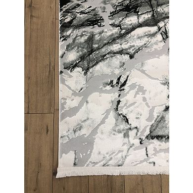 HomeRoots Rectangle Abstract Plush Acrylic Area Rug
