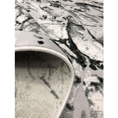 HomeRoots Rectangle Abstract Plush Acrylic Area Rug