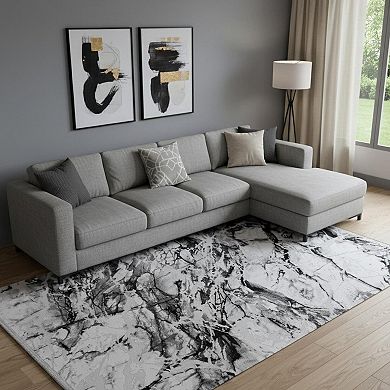HomeRoots Rectangle Abstract Plush Acrylic Area Rug