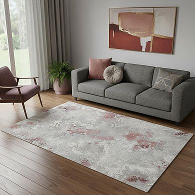 HomeRoots Rectangle Abstract Plush Acrylic Area Rug