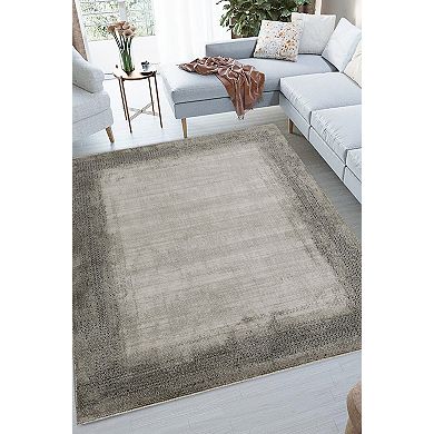 HomeRoots Rectangle Abstract Plush Acrylic Area Rug