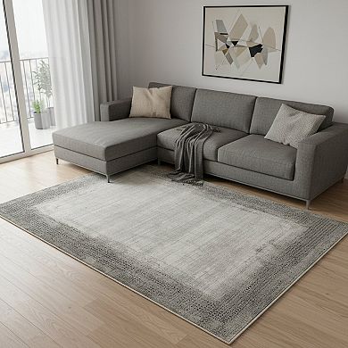 HomeRoots Rectangle Abstract Plush Acrylic Area Rug