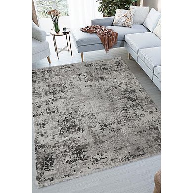 HomeRoots Rectangle Abstract Plush Acrylic Area Rug