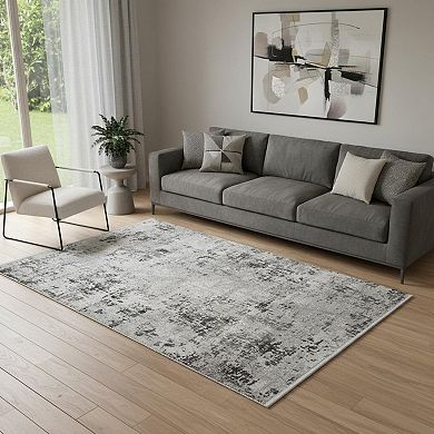 HomeRoots Rectangle Abstract Plush Acrylic Area Rug