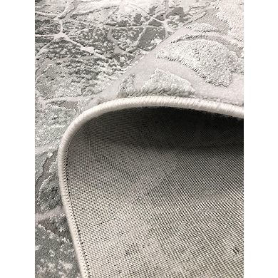 HomeRoots Rectangle Abstract Plush Acrylic Area Rug