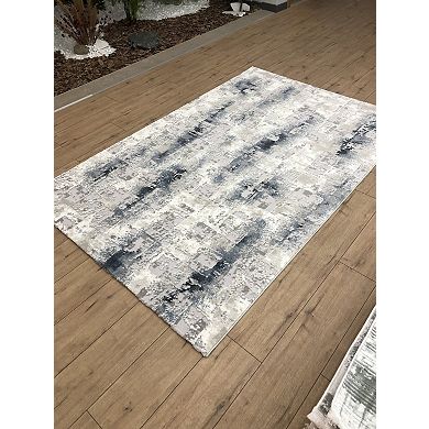 HomeRoots Rectangle Abstract Plush Acrylic Area Rug