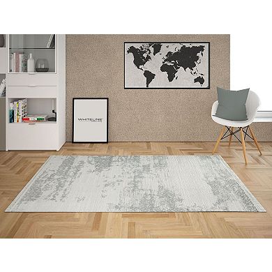 HomeRoots Rectangle Abstract Plush Acrylic Area Rug