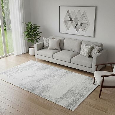 HomeRoots Rectangle Abstract Plush Acrylic Area Rug