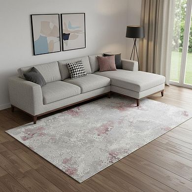 HomeRoots Rectangle Abstract Plush Acrylic Area Rug