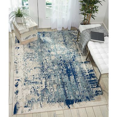 HomeRoots Rectangle Abstract Polyester Area Rug