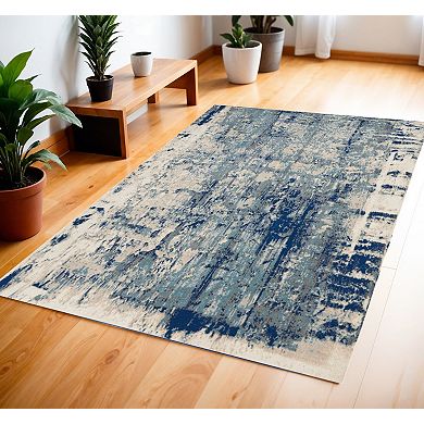 HomeRoots Rectangle Abstract Polyester Area Rug