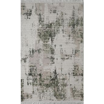 HomeRoots Rectangle Abstract Plush Acrylic Area Rug