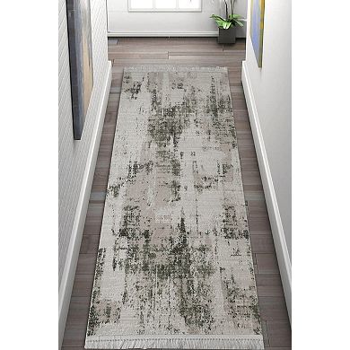 HomeRoots Rectangle Abstract Plush Acrylic Area Rug