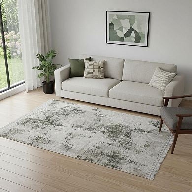 HomeRoots Rectangle Abstract Plush Acrylic Area Rug