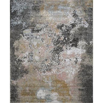 HomeRoots Brown and Gray Abstract Hand Knotted Area Rug