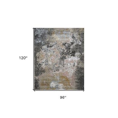 HomeRoots Brown and Gray Abstract Hand Knotted Area Rug