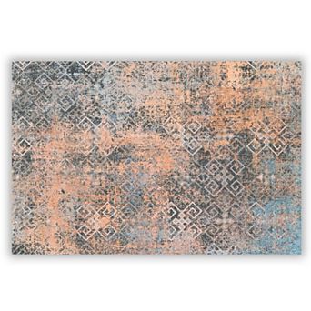 HomeRoots Rectangle Abstract Cotton Blend Area Rug