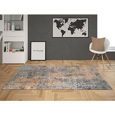 HomeRoots Rectangle Abstract Cotton Blend Area Rug