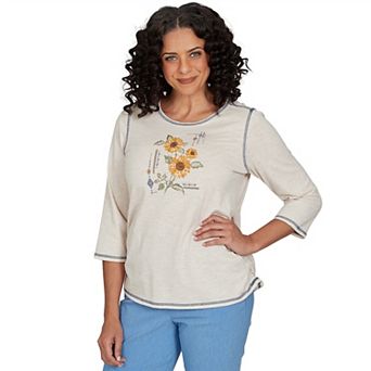 Women's Alfred Dunner Floral Embroidered Knit Top