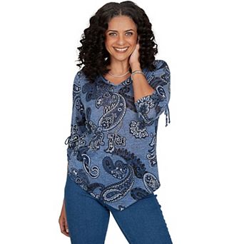 Women's Alfred Dunner Tonal Paisley Tie Sleeve Top