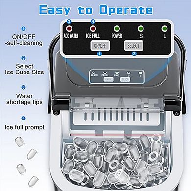 26 Lbs/D Countertop Bullet Portable Ice Maker Machine in Stainless Steel with 3 lb. Storage
