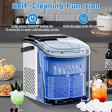 26 Lbs/D Countertop Bullet Portable Ice Maker Machine in Stainless Steel with 3 lb. Storage