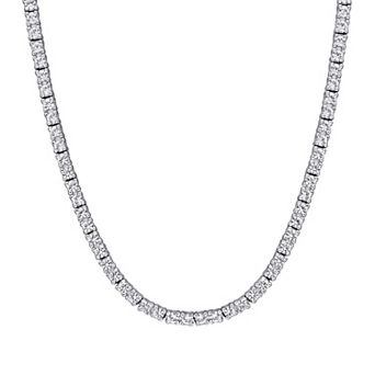 Stella Grace Sterling Silver Lab-Created White Sapphire Tennis Necklace