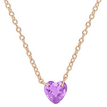 Stella Grace Sterling Silver Heart-Cut Gemstone Solitaire Drop Pendant Necklace