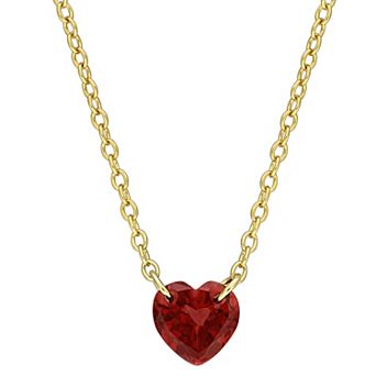 Stella Grace Sterling Silver Heart-Cut Gemstone Solitaire Drop Pendant Necklace