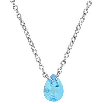 Stella Grace Sterling Silver Pear-Cut Swiss Blue Topaz Solitaire Drop Pendant Necklace