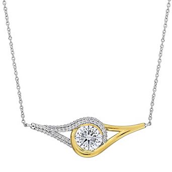 Stella Grace Two-Tone Sterling Silver Lab-Created Moissanite Pendant Necklace