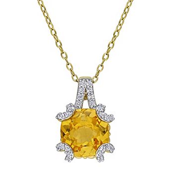 Stella Grace Sterling Silver Gemstone Drop Pendant Necklace