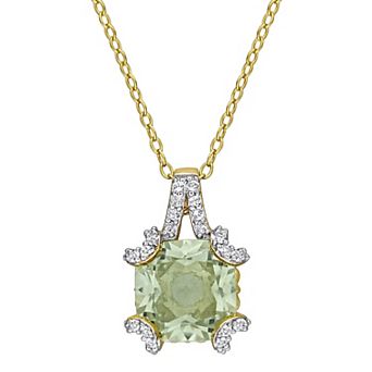 Stella Grace Sterling Silver Gemstone Drop Pendant Necklace