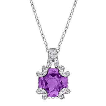 Stella Grace Sterling Silver Gemstone Drop Pendant Necklace