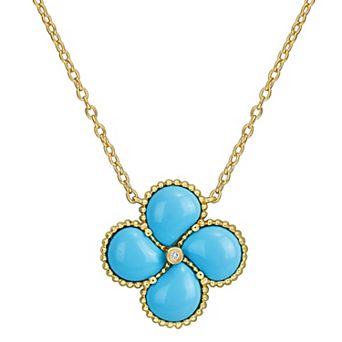 Stella Grace 18k Gold Flash Plated Lab-Created Gemstone & Diamond Accent Clover Pendant Necklace