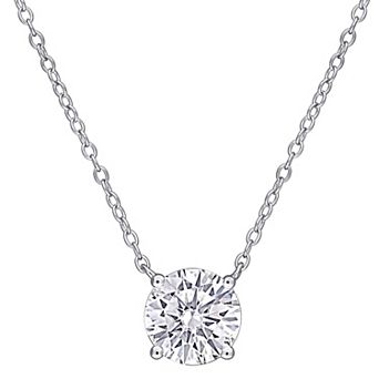 Stella Grace Sterling Silver Lab-Created Moissanite Solitaire Pendant Necklace