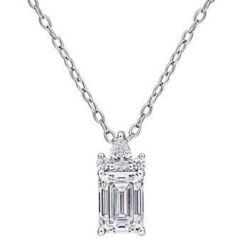 Stella Grace Sterling Silver Lab-Created Moissanite Drop Pendant Necklace